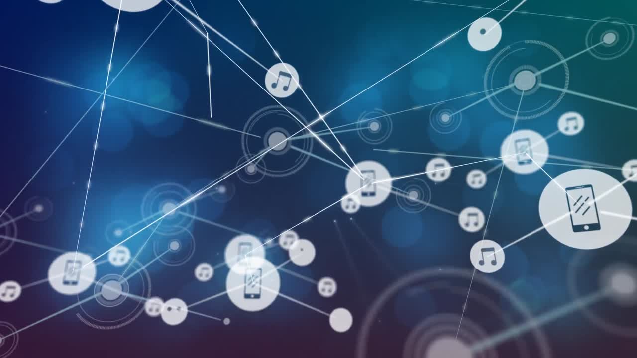 파란색 배경 위의 데이터 처리 애니메이션