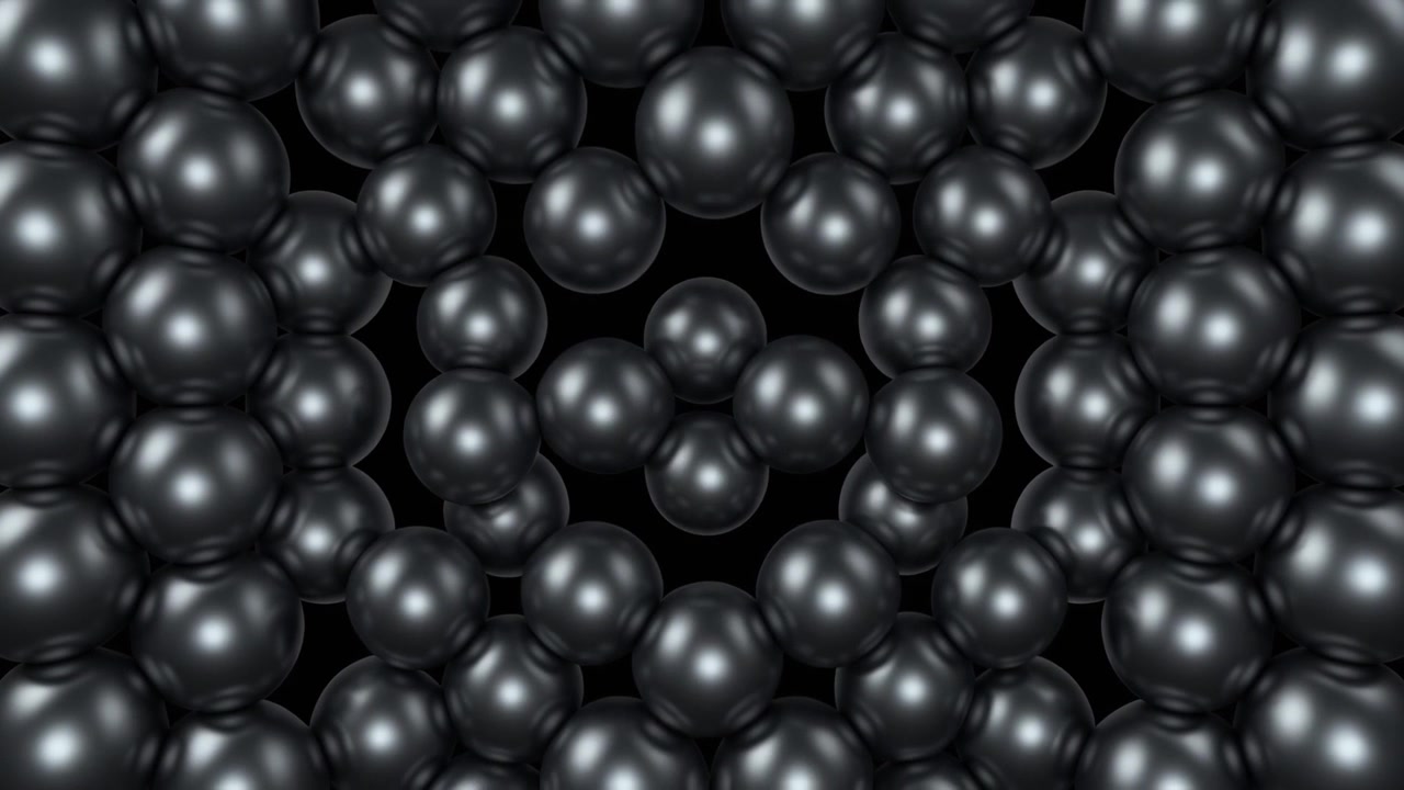 Abstract Animation of Black Spheres Moving to Form a Frame