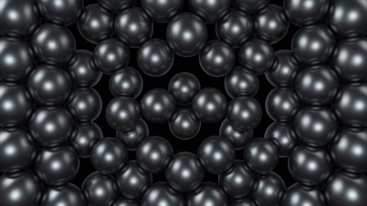 Abstract Animation of Black Spheres Moving to Form a Frame