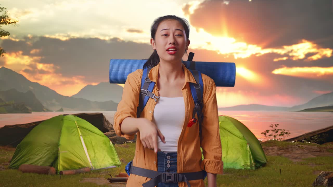 Woman Camping Trip - Disapproving