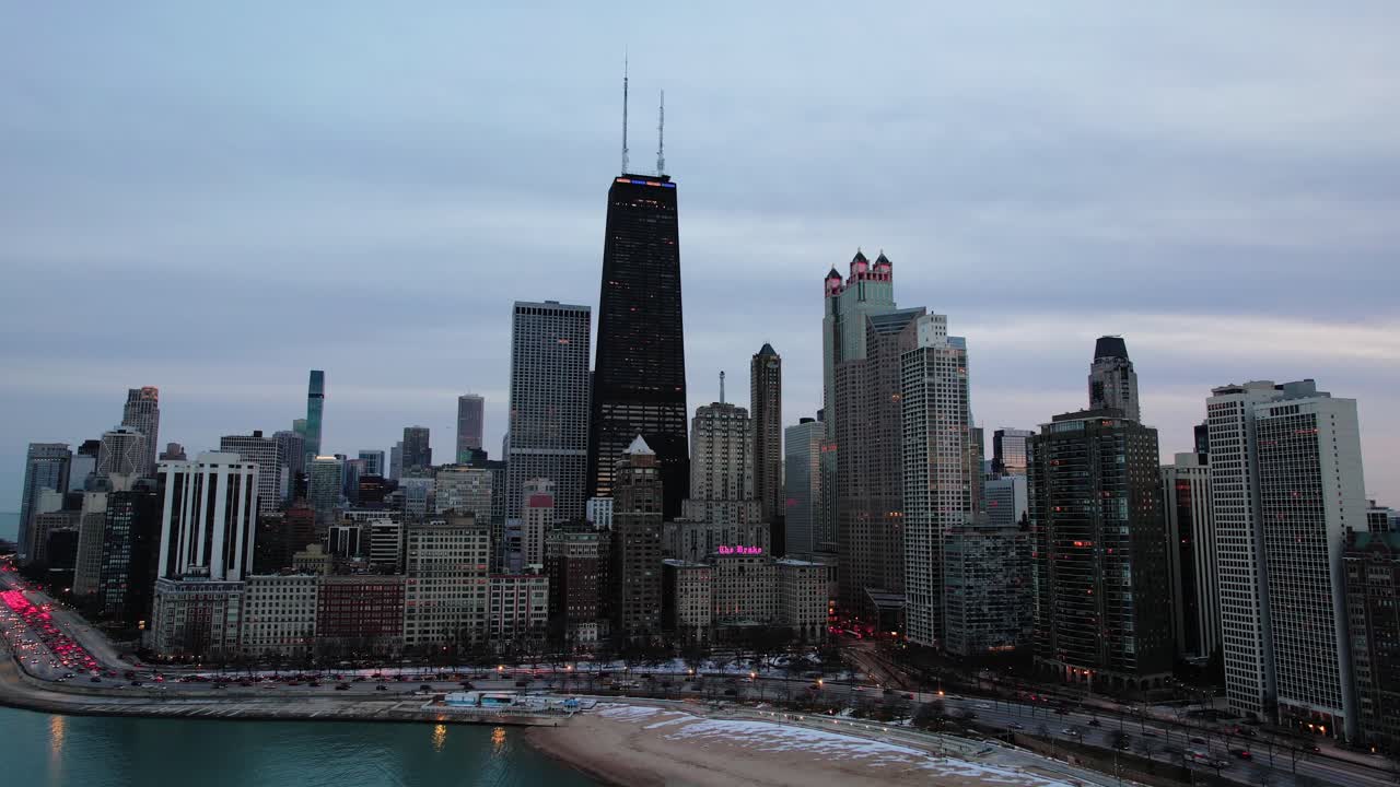 chicago desde la playa de la avenida norte en invierno