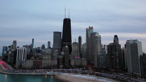 Chicago-Desde-La-Playa-De-La-Avenida-Norte-En-Invierno