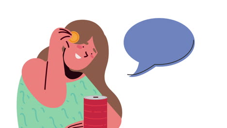 woman with savings economy animation