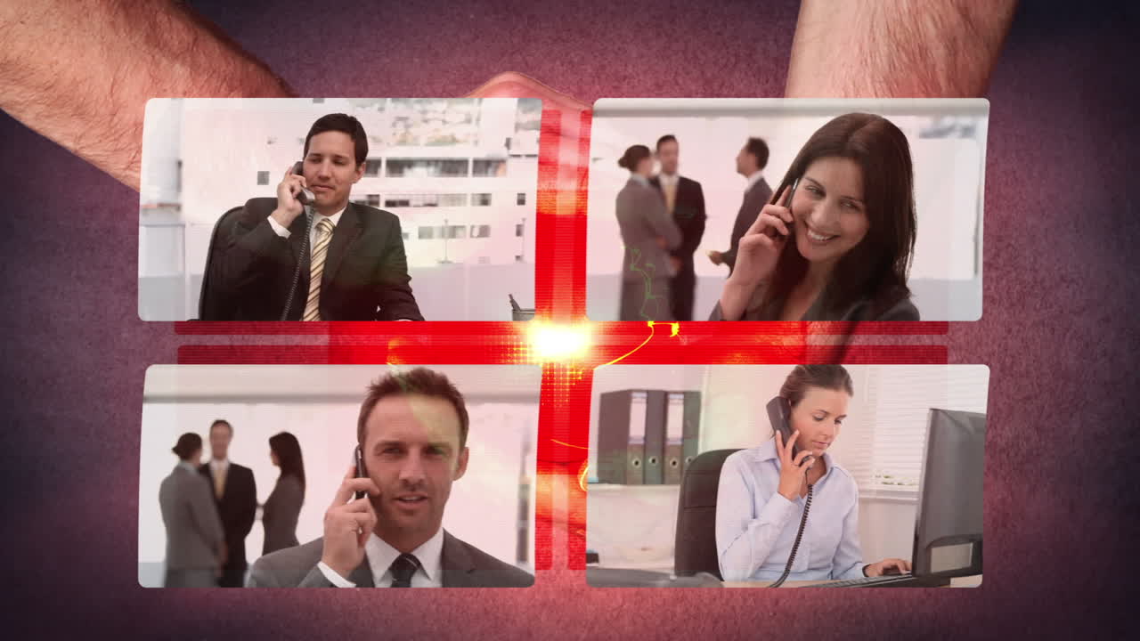 manos sosteniendo una tierra roja con un montaje de video