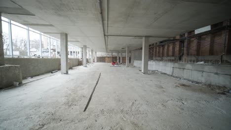 construction of a new building, a large concrete hall