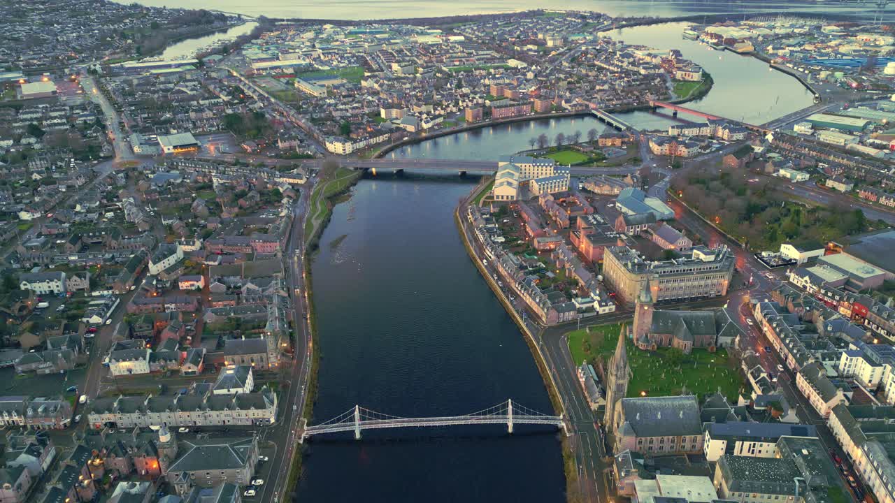 인버네스 시의 공중 전경