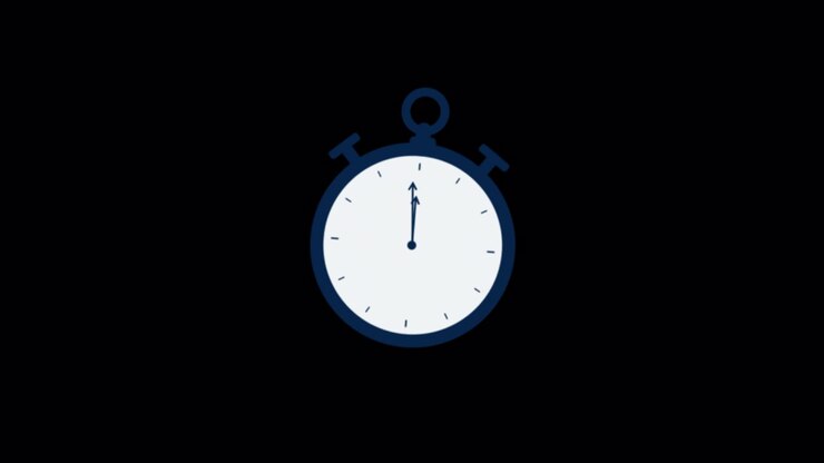 Animated Stopwatch Counting Time on Black Background