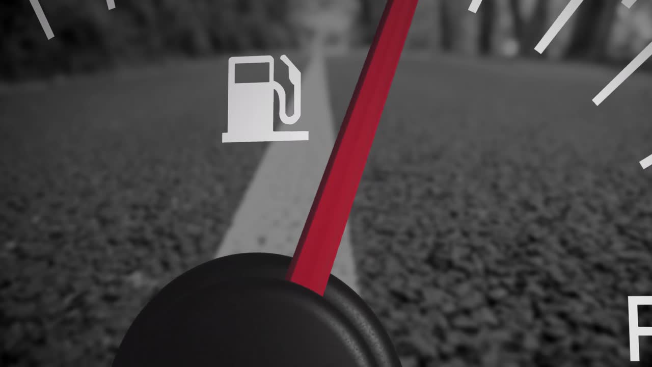 도로 위의 연료 수준의 애니메이션