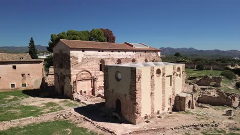 drone view of the main buildings of the monastery of the cartuja vall de cristo, in altura, castellón