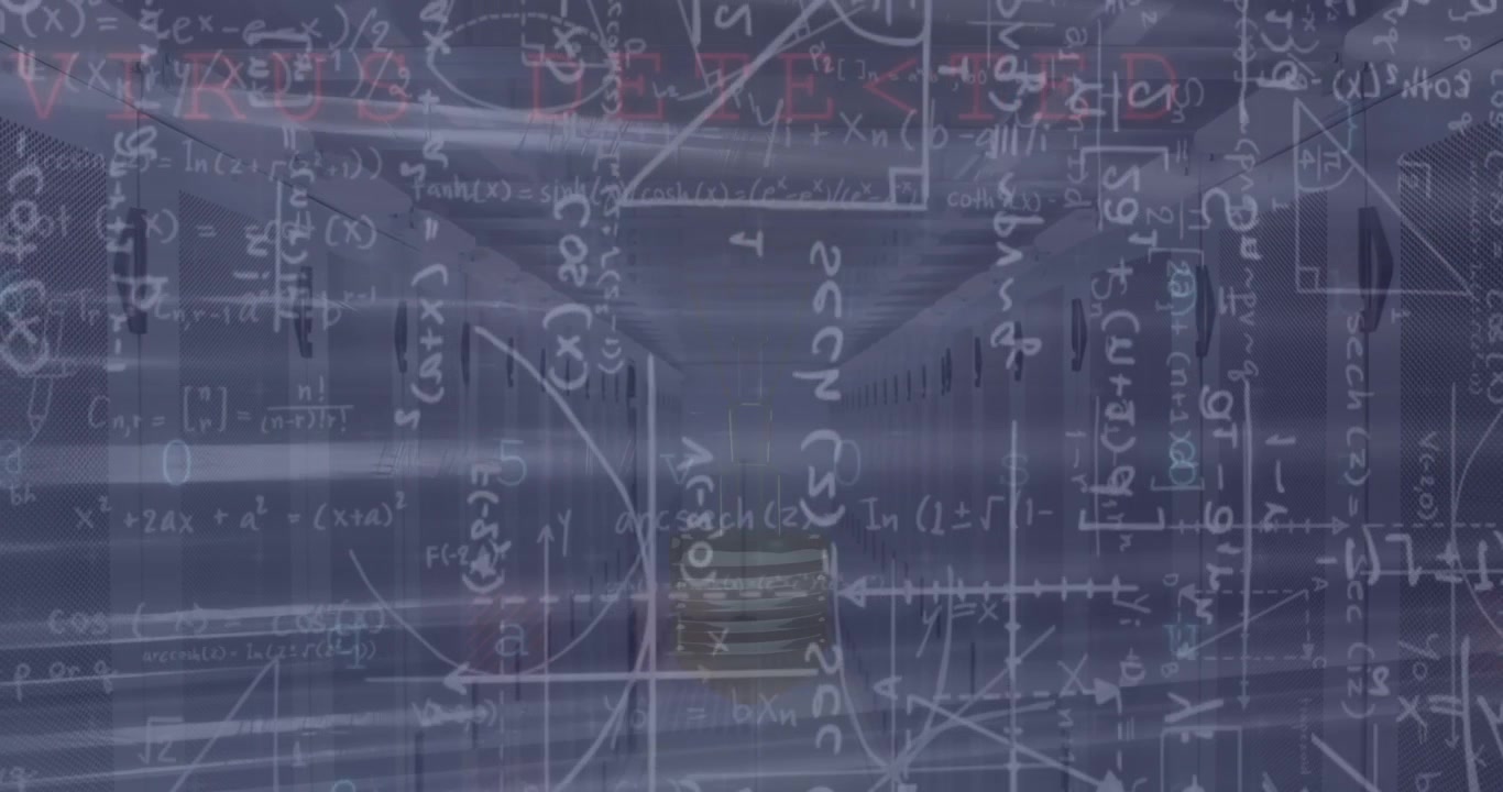 Animation of mathematical equations over server room