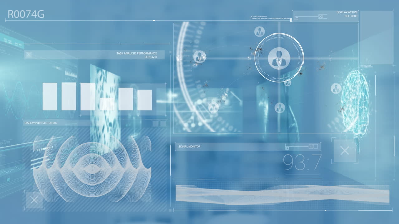 빈 사무실에 대한 인터페이스 데이터 처리의 애니메이션