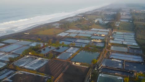 vista aérea de las plantaciones de sal en la playa