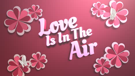 love is in the air text and motion romantic heart on valentines day