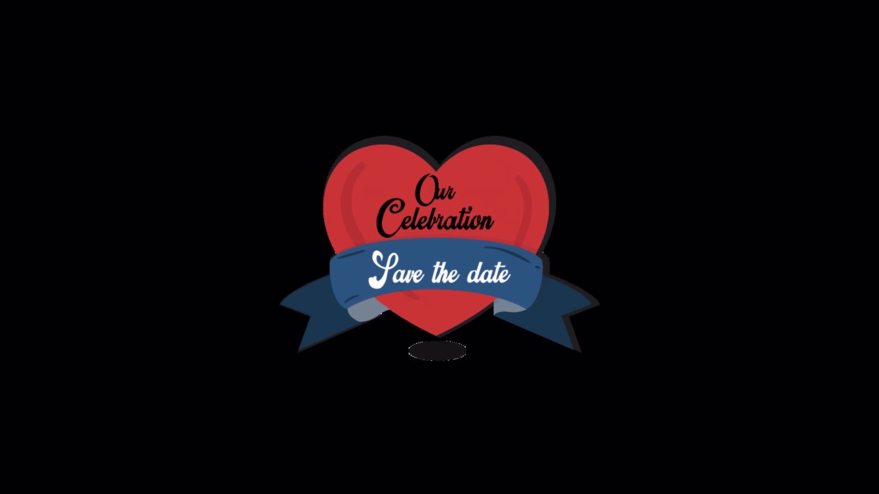 Animated Red Heart with 'Our Celebration Save the Date' Message