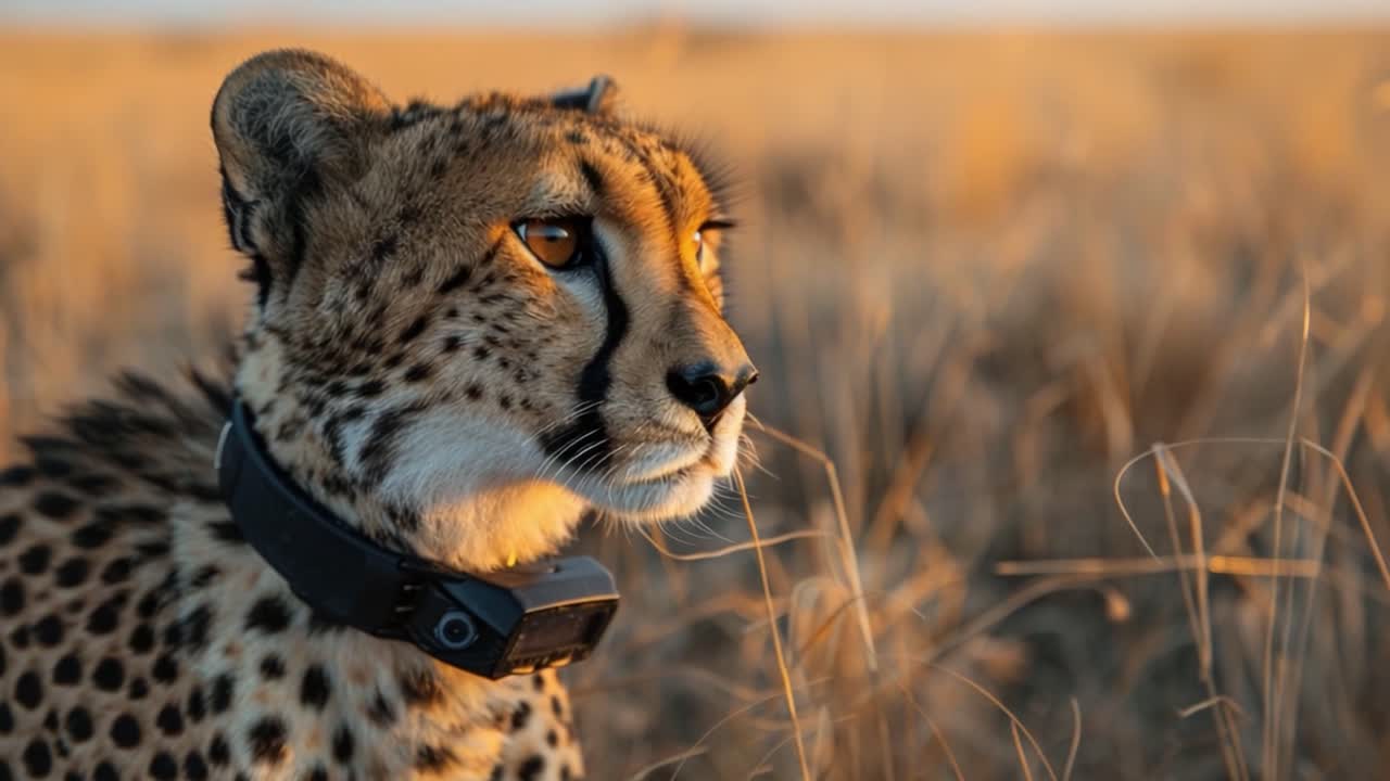 Cheetah with a tracking collar