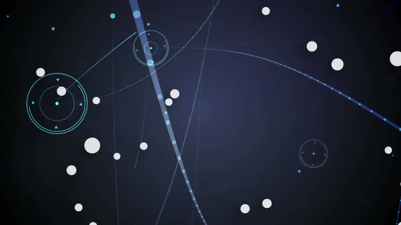 animación digital de múltiples puntos contra la red de conexiones y punto de luz sobre fondo azul
