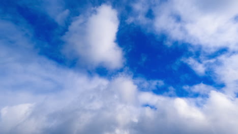 blue sky with clouds flowing over. timelapse of fluffy clouds motion.