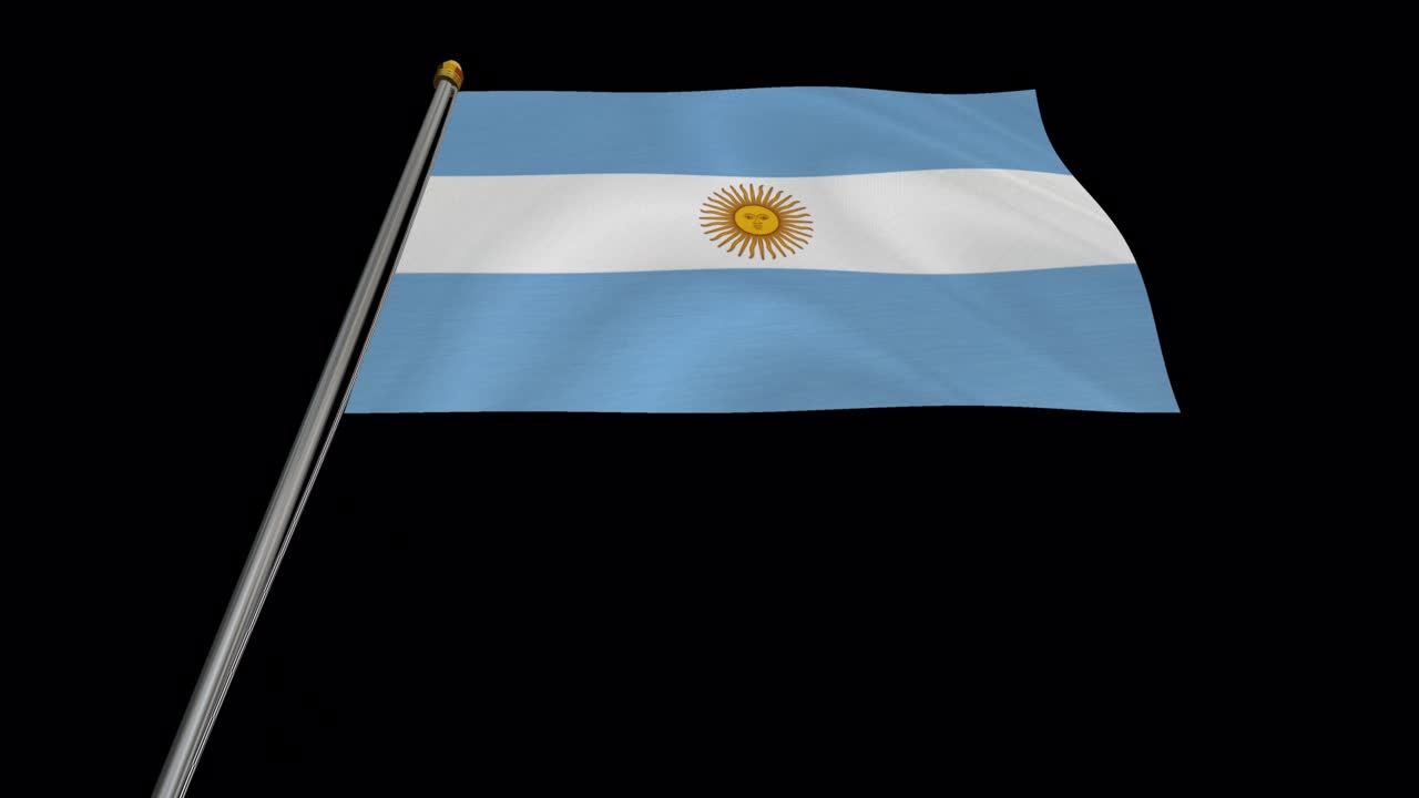 video de bucle de la bandera argentina revoloteando en el viento, video en cámara lenta de 4k, con canal alfa