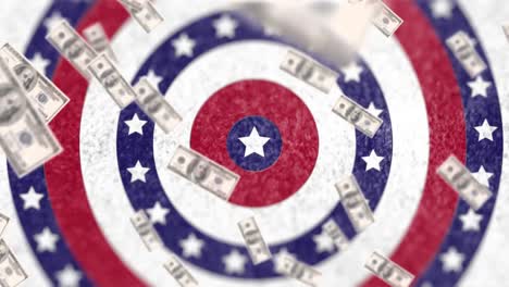 American-dollars-falling-against-stars-on-spinning-circles