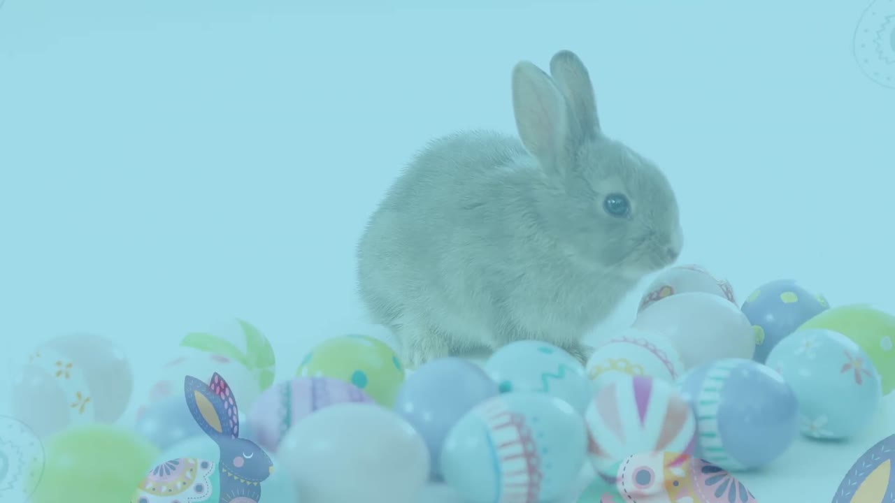 화려한 부활절 패턴 디자인과 화려한 부활절 토끼와 부활절 달 ⁇