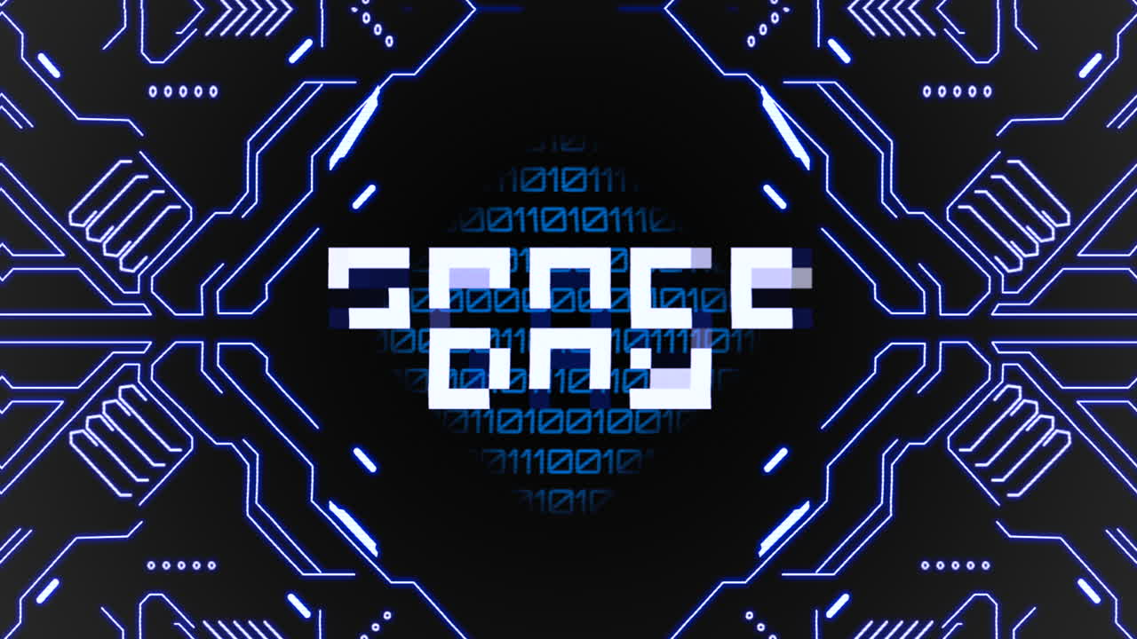 Space Day with matrix numbers and motherboard elements