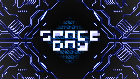 día de espacio con números de matriz y elementos de placa base