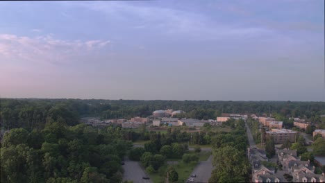 lake erie beach front park, facing south, showing green trees, residential neighborhoods and office buildings