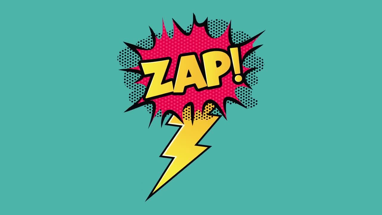 animación de cómic 5 opciones de texto sobre múltiples burbujas de habla cómica con efectos de sonido cómic textos