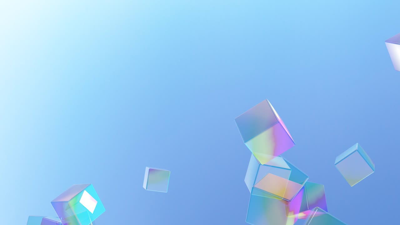 맑고 푸른 하늘을 날고 있는 큐빅 비눗방울