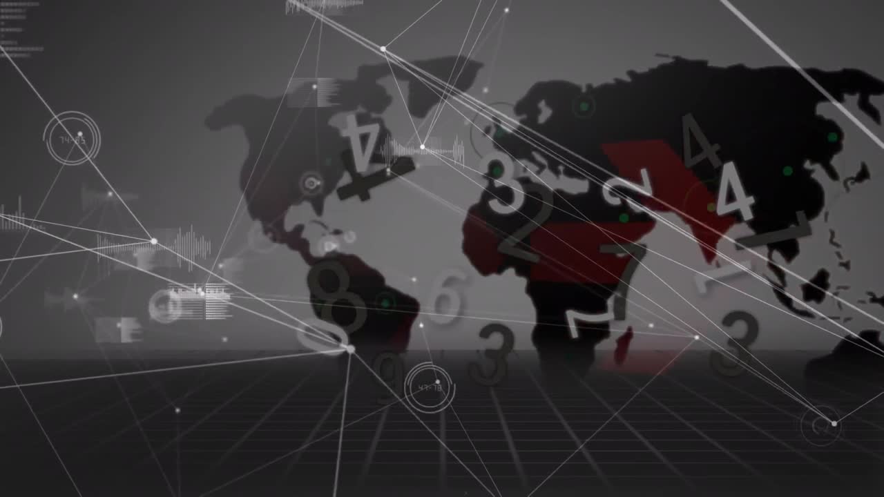 animación de la red de conexiones sobre el mapa del mundo