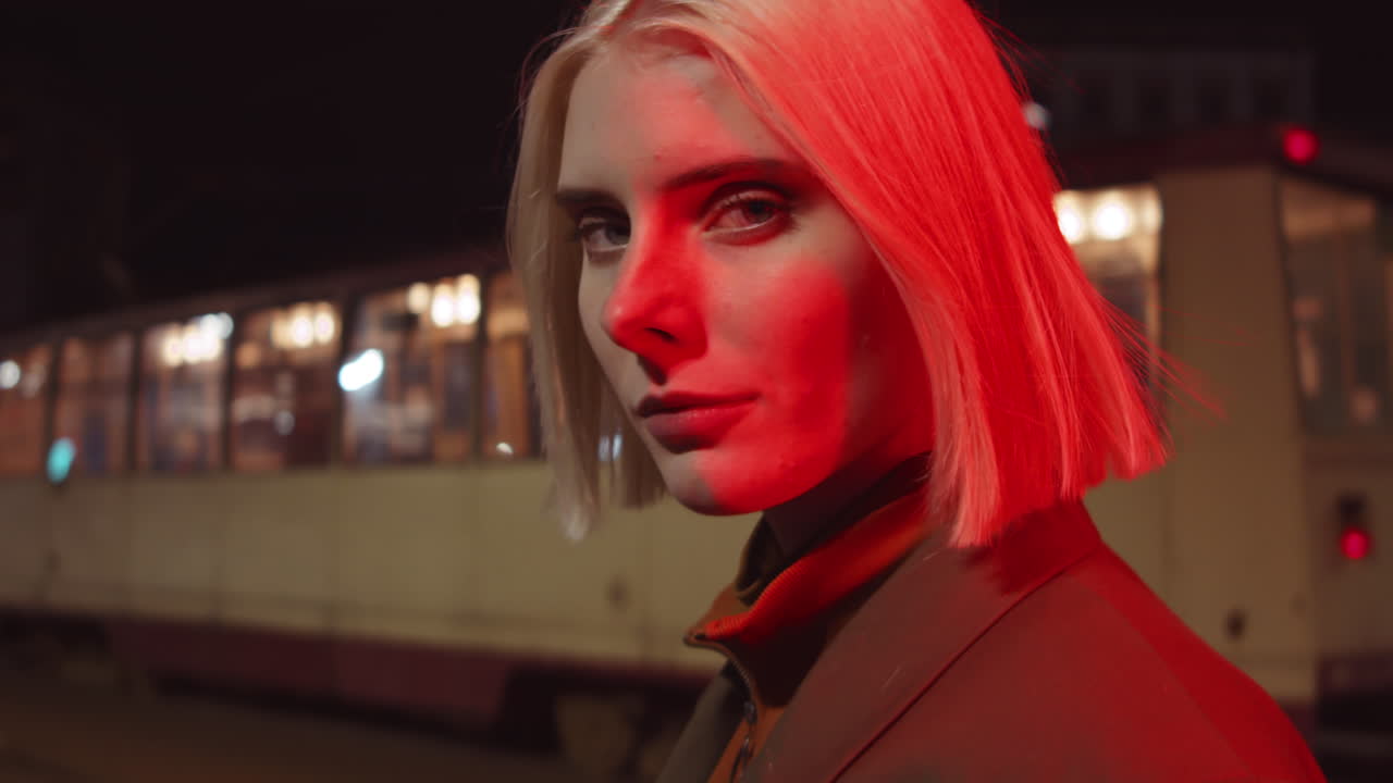 밤에  ⁇ 은 빛에 금발 여자의 초상화