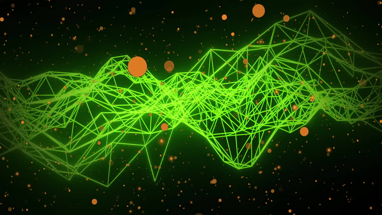 Animation of yellow spots and connections on black background