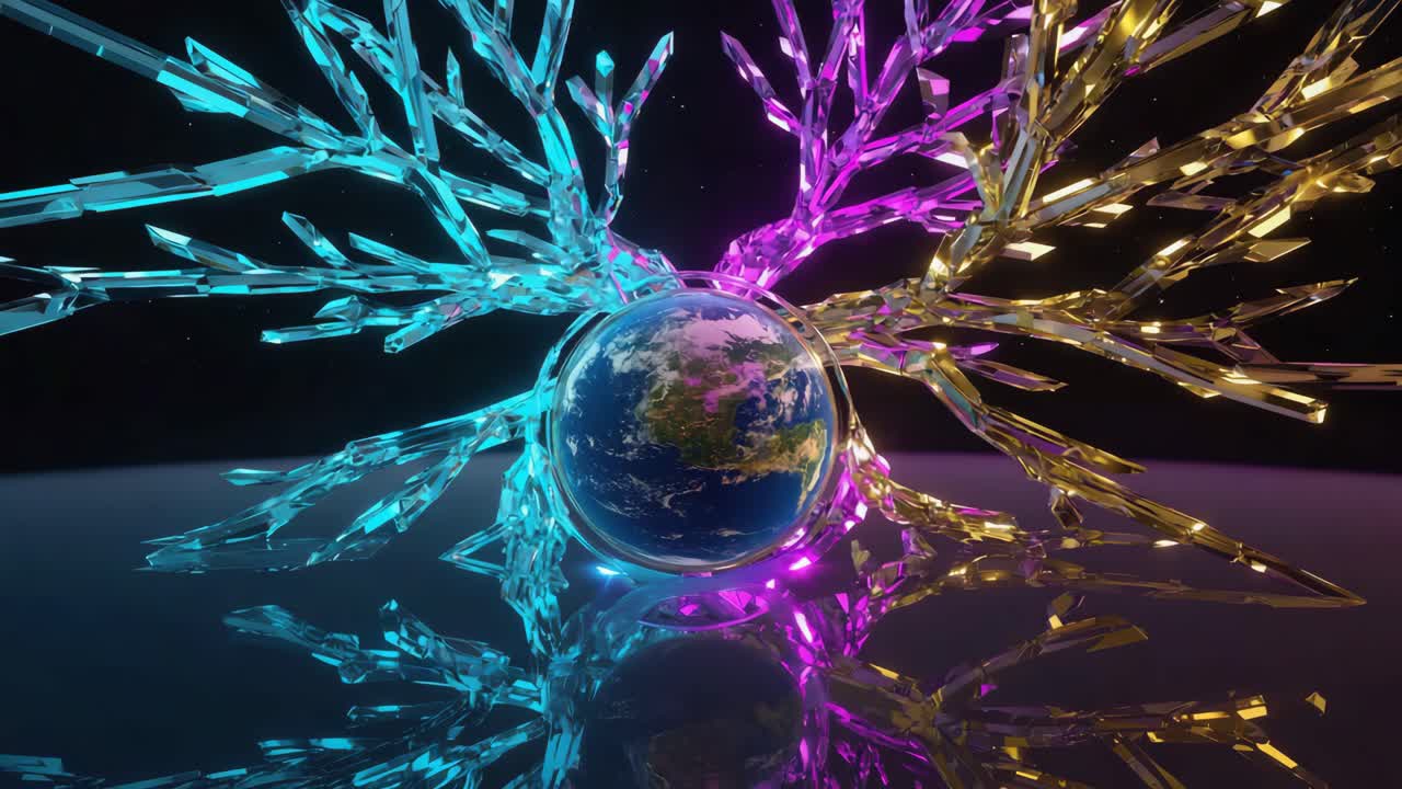 Abstract Earth with Crystal Tree
