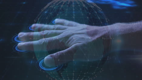 Interacting with animation, hand using digital interface for futuristic technology