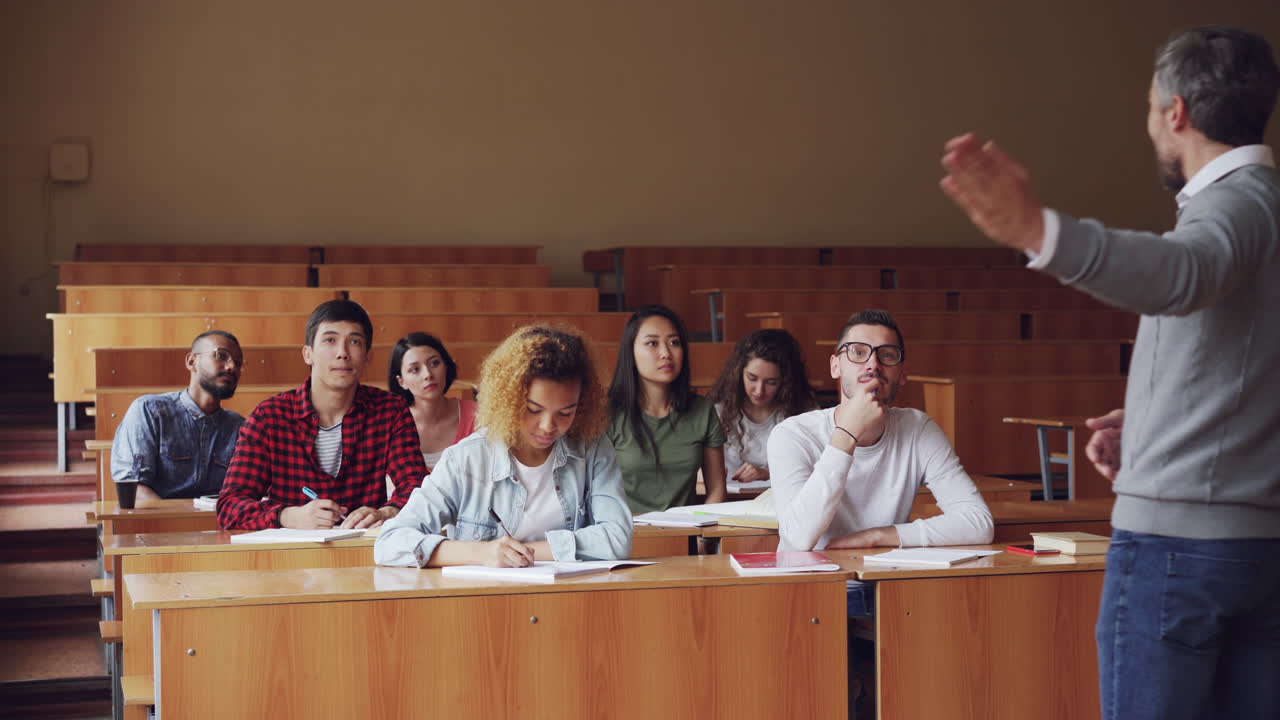 Students Attending a Lecture in a Classroom