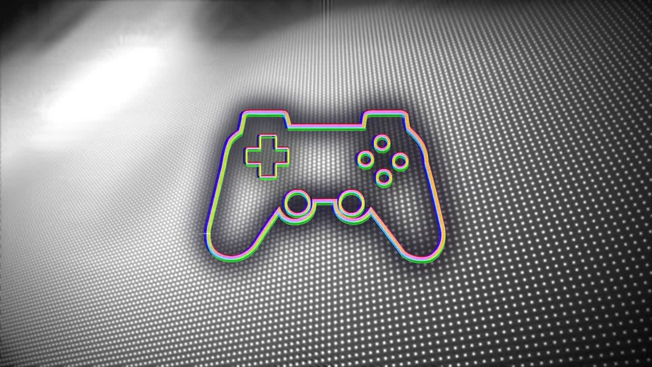 animazione di una console di gioco malfunzionante su punti che formano un modello d'onda