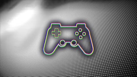 animation of glitched gaming console over dots forming wave pattern