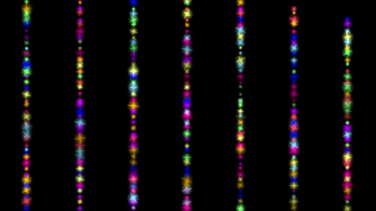 coloridas estrellas brillantes patrón gráficos de movimiento con fondo nocturno