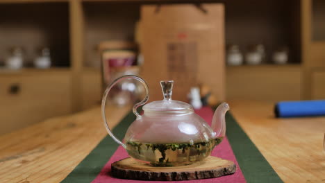 glass teapot with loose leaf tea