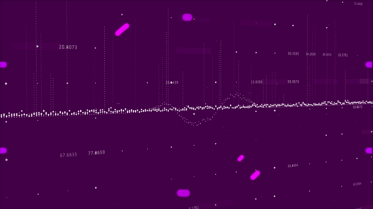 Animation of rotating pink safe lock and data processing, on black