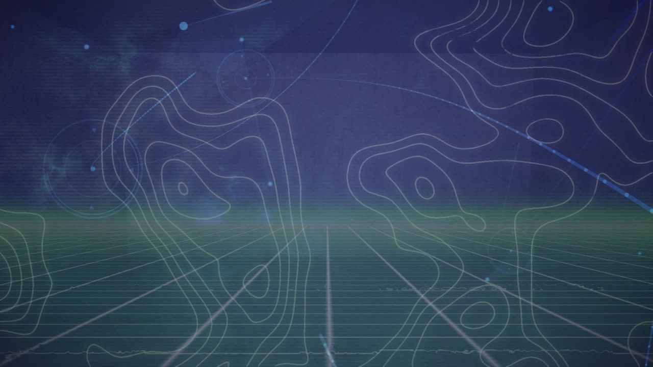 animación de formas que se mueven sobre una red de conexiones