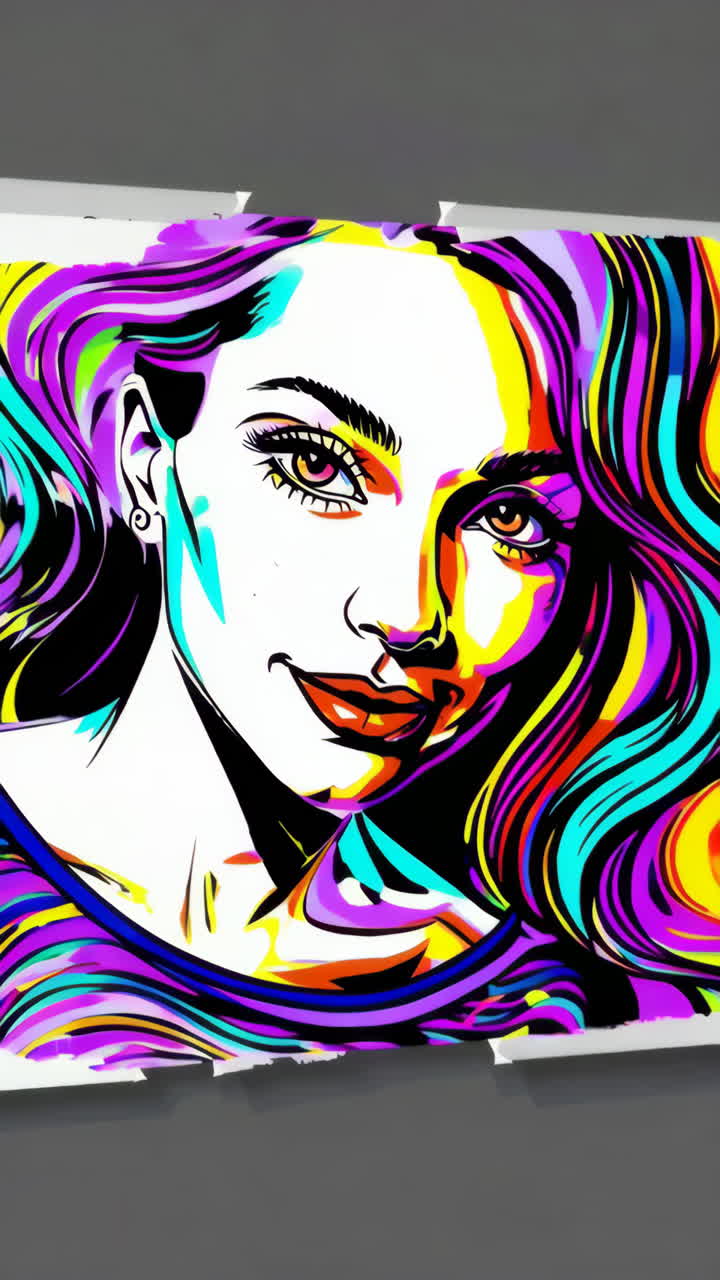 Vibrante ritratto di una donna della Pop Art