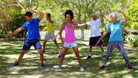 grupo de personas haciendo ejercicio en el parque 4k