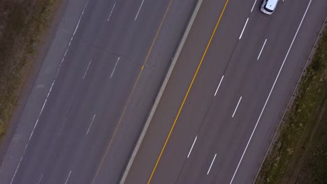 highway lanes from above in the evening