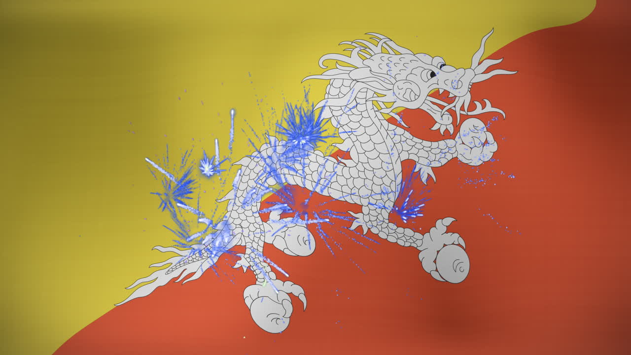 부탄의  ⁇ 발 위에서 불꽃놀이 애니메이션