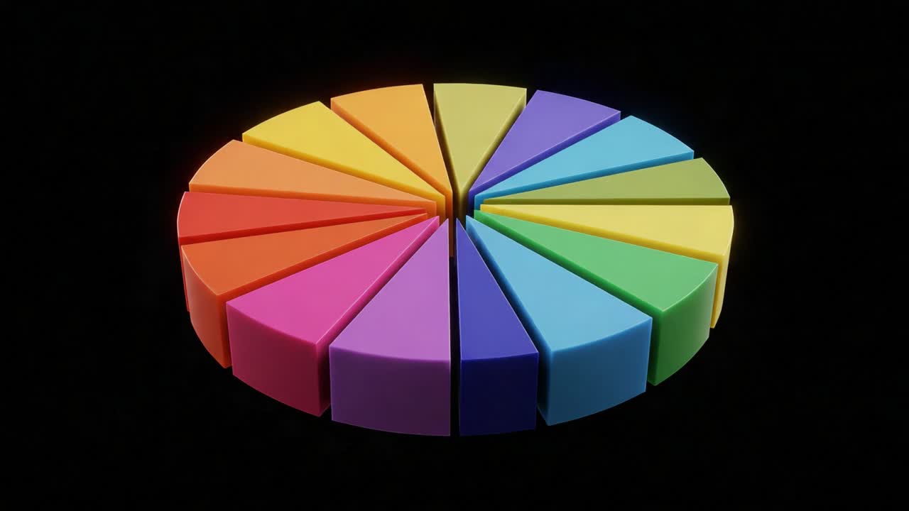 A Vibrant and Colorful Circular Arrangement of Geometric Shapes, Showcasing a Beautiful Rainbow Spectrum with Distinct Sections that Mesmerize the Viewer