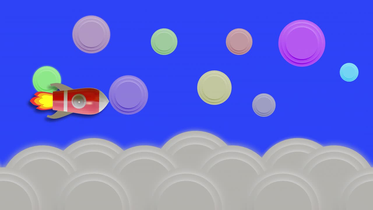 Animation Motion, Spaceship flying in sky. Seconds 2-8 can cut for the loop