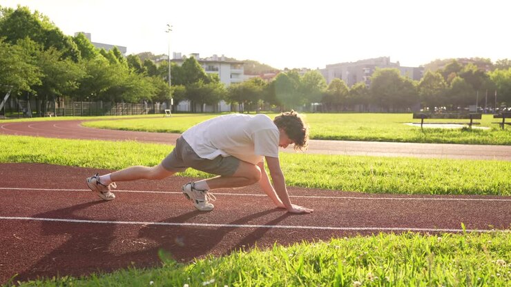 Man Exercising on a Track