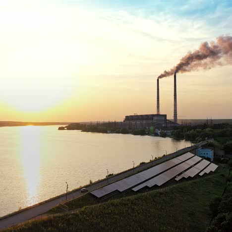 aerial view of river during sunset