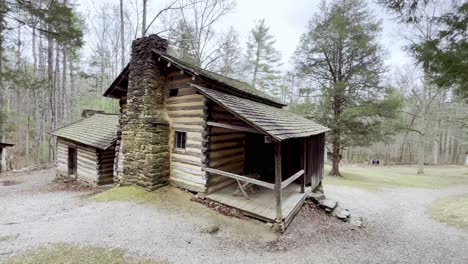 pan of old mountain cabin in cades cove tennessee